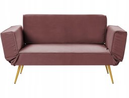 Beliani Sofa rozkładana welurowa różowa SAARELA