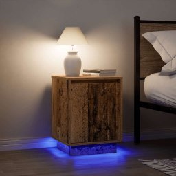 Szafki nocne z oświetleniem LED 2 szt. Stare drewno 38x34x50 cm Lumarko!
