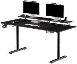 Biurko, elektycznie regulowany, 160X70 cm, 72-117 cm, HIGHLANDER XXL BLACK, czarny, ULTRADESK