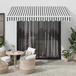 vidaXL Automatycznie zwijana markiza, antracytowo-biała, 300x250 cm