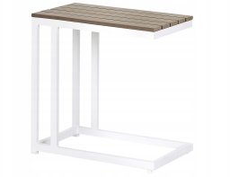 Beliani Stolik pomocniczy ogrodowy jasne drewno z białym MESSINA