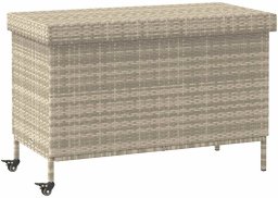Skrzynia ogrodowa vidaXL Skrzynia ogrodowa z kółkami, szara, 110x55x73 cm, polirattan