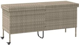 Skrzynia ogrodowa vidaXL Skrzynia ogrodowa z kółkami, szara, 160x55x75 cm, polirattan