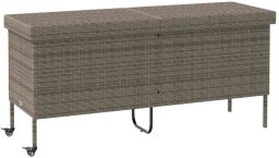 Skrzynia ogrodowa vidaXL Skrzynia ogrodowa z kółkami, szara, 160x55x75 cm, polirattan