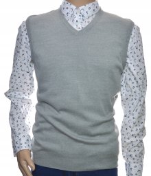 Sweter męski wełniany bez rękawów bezrękawnik pulower kamizelka męska XL
