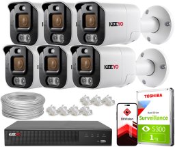 Zestaw do monitoringu IP KEEYO 6x LV-V-IP5M25TF-ADC 5Mpx, aktywne odstraszanie, podwójne oświetlenie