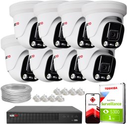 Zestaw do monitoringu IP KEEYO 8x LV-V-IP5M25DF-ADC 5Mpx, aktywne odstraszanie, podwójne oświetlenie
