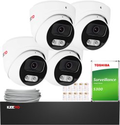 Zestaw do monitoringu IP KEEYO 4x LV-V-IP8M25DF-B-II 8Mpx IR 25m