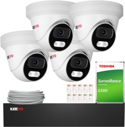 Zestaw do monitoringu IP KEEYO 4x LV-V-IP8M25DF-DL 8Mpx Podwójne oświetlenie
