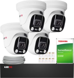 Zestaw do monitoringu IP KEEYO 4x LV-V-IP5M25DF-ADC 5Mpx, aktywne odstraszanie, podwójne oświetlenie