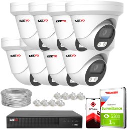 Zestaw do monitoringu IP KEEYO 8x LV-V-IP8M25DF-DL 8Mpx Podwójne oświetlenie