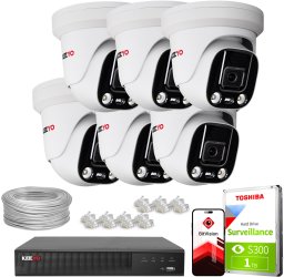Zestaw do monitoringu IP KEEYO 6x LV-V-IP5M25DF-ADC 5Mpx, aktywne odstraszanie, podwójne oświetlenie