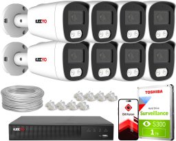 Zestaw do monitoringu IP KEEYO 8x LV-V-IP8M25TF-DL 8Mpx, podwójne oświetlenie
