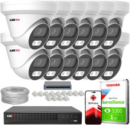 Zestaw do monitoringu IP KEEYO 12x LV-V-IP8M25DF-DL 8Mpx Podwójne oświetlenie