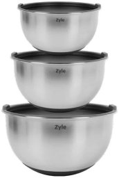 Bowl set Zyle ZY191MB, stainless steel, with lids
