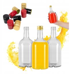 5x Butelka Szklana BLANKA 500 ml Elegancka na Nalewki Wino Sok +zakrętka