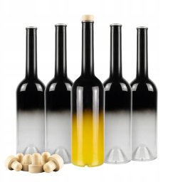 10x Szklane Butelki FENICE 700 ml CZARNA ELEGANCKA OMBRE na Alkohol Prezent
