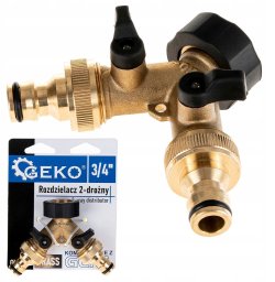 Geko Rozdzielacz 2-drożny na kran GW3/4" x 2 GZ3/4" z zaworami i szybkozłączami (10/60)
