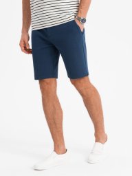 Szorty męskie SLIM FIT ze strukturalnej dzianiny  granatowe V1 OM-SRCS-0169 XXL