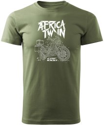 Koszulka motocyklowa z motocyklem Honda Africa Twin CRF1100L męska khaki S