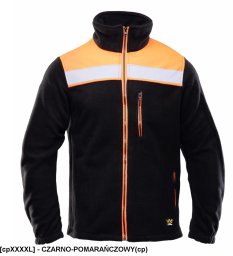 ORPO - POLAR RIVAL wzmocnienia z materiału OXFORD 3 kieszenie zapinany na zamek polar 100%  320 g/m2 pasy odblaskowe - CZARNO-POMARAŃCZOWY(cp) M