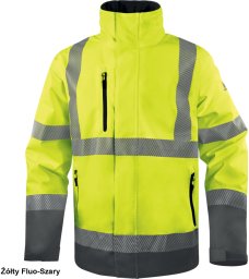 TRACK - kurtka ostrzegawcza ocieplana z poliestru powlekanego PU 4 kieszenie. tkanina pikowana, poliester ripstop - żółty fluo-szary 4XL