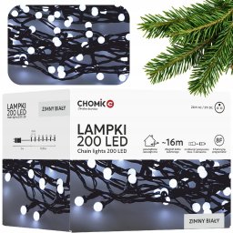 ExtraLink Extralink | Lampki LED | kulki 200L zimny biały, dł. 3 + 16 m