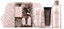 Grace Cole Velvet Rose &amp; Peony body Care rinkinys su kosmetikos maišeliu ( Růže &amp; Pivoňka ) - Dárková sada péče o tělo v kosmetické taštičc