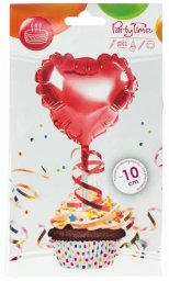 Balon foliowy na patyczku serce czerwony EDUKAMP
