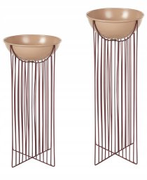 Beliani Zestaw 2 doniczek na nóżkach FICARIA Metal 22 cm Różowy