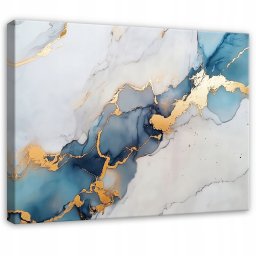 OBRAZ ABSTRAKCJA MARMUR NIEBIESKI ZŁOTO SYPIALNIA SALON NA PŁÓTNIE 60x40