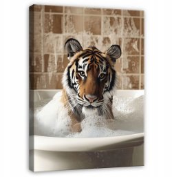 OBRAZ TYGRYS ZWIERZĘTA DO ŁAZIENKI TOALETY WC NA PŁÓTNIE ŚCIANĘ 60x40