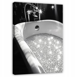 OBRAZ DO ŁAZIENKI TOALETY WC CZARNY SREBRNY NOWOCZESNY NA PŁÓTNIE 60x40