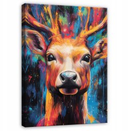 OBRAZ ABSTRAKCJA JELEŃ KOLOROWY DO SYPIALNI SALONU KUCHNI NA PŁÓTNIE 60x40