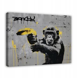 OBRAZ BANKSY MAŁPA STREET ART GRAFFITI NOWOCZESNY NA PŁÓTNIE ŚCIANĘ 60x40