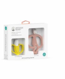Matchstick Monkey Banana & Monkey Teether Set Pink