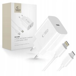 Ładowarka Tech-Protect TECH-PROTECT NC20W 1-PORT NETWORK CHARGER PD20W + LIGHTNING CABLE WHITE