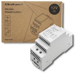 Qoltec Zasilacz na szynę DIN | 24W | 12V | 2A | Szary