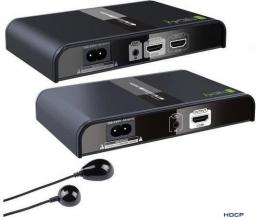 System przekazu sygnału AV Techly Zestaw HDMI HDbitT po PLC Powerline, do 300m FullHD z IR, czarny (021611)