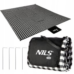NC2311 KOC PIKNIKOWY BIAŁO-CZARNY 200x200 CM PE + ALU NILS CAMP