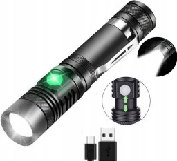 ALUMINIOWA LATARKA TAKTYCZNA LED 2000LM CRE518 USB AKUMULATOR ZOOM WOJSKOWA