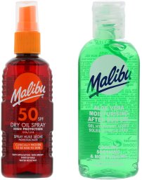 Malibu Malibu SPF50 Olejek Brązujący 100ml + Aloe Po Opalaniu 100ml