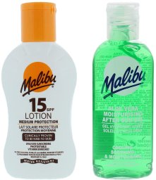 Malibu Malibu Wodoodporny Balsam SPF15 100ml + Aloe Po Opalaniu 100ml