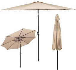 Springos Parasol ogrodowy z regulacją kąta pochylenia 300 cm duży na balkon, taras beżowy UNIWERSALNY