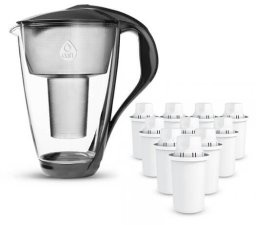 ZESTAW szklany dzbanek Dafi CRYSTAL LED 2 l grafitowy + 10 wkładów Classic