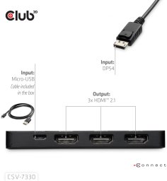 Club 3D CLUB3D CSV-7330 huby i koncentratory DisplayPort