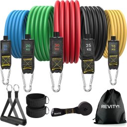 Revity Gumy do ćwiczeń oporowe Workout Bands Pro 5 szt. 10-100 kg + Akcesoria 6 szt.