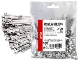 AMiO Opaski zaciskowe metalowe ze stali nierdzewnej 4.6x100mm 100 szt. amio-04319