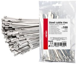 AMiO Opaski zaciskowe metalowe ze stali nierdzewnej 4.6x150mm 100 szt. amio-04320
