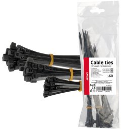 Opaski zaciskowe plastikowe czarne krótkie zestaw 60 szt. amio-04314